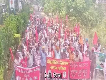 Forest Department Field Workers Hold State-Level Protest March Towards Finance Minister's Residence in Sangrur