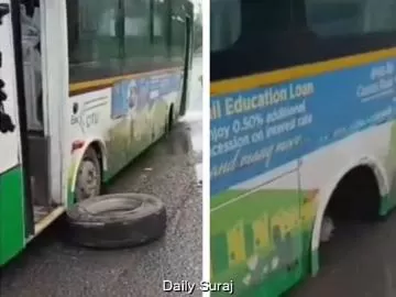 चंडीगढ़ में चलती इलेक्ट्रिक बस के दोनों टायर निकले, चालक की सूझबूझ से टला बड़ा हादसा