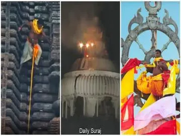 Jagannath Temple's Daily Flag-Changing Tradition Observed Despite Heavy Rain and Strong Winds