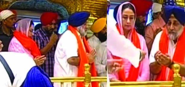 ਸੁਖਬੀਰ ਸਿੰਘ ਬਾਦਲ ਤੇ ਹਰਸਿਮਰਤ ਕੌਰ ਬਾਦਲ ਸੱਚਖੰਡ ਸ੍ਰੀ ਹਰਮੰਦਿਰ ਸਾਹਿਬ ਵਿਖੇ ਹੋਏ ਨਤਮਸਤਕ